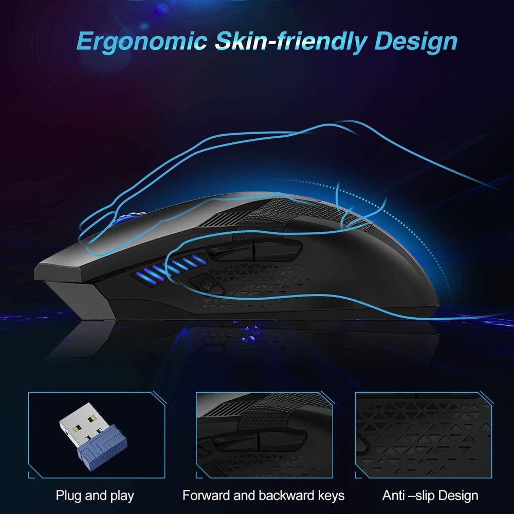 TECKNET Raptor Prime 8-Button Wireless 2.4GHz Optical Gaming Mouse
