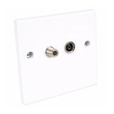 TV Aerial and Satellite Wall Socket Plate Flush Mount Coax and F Type Outlet