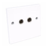 TV FM DAB Aerial Diplexer Wall Plate Flush Mount Dual Outlet