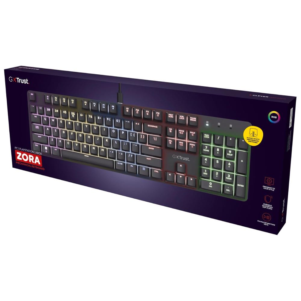 Trust GXT 871 Zora USB Mechanical Gaming Keyboard (Full-Size UK Layout)