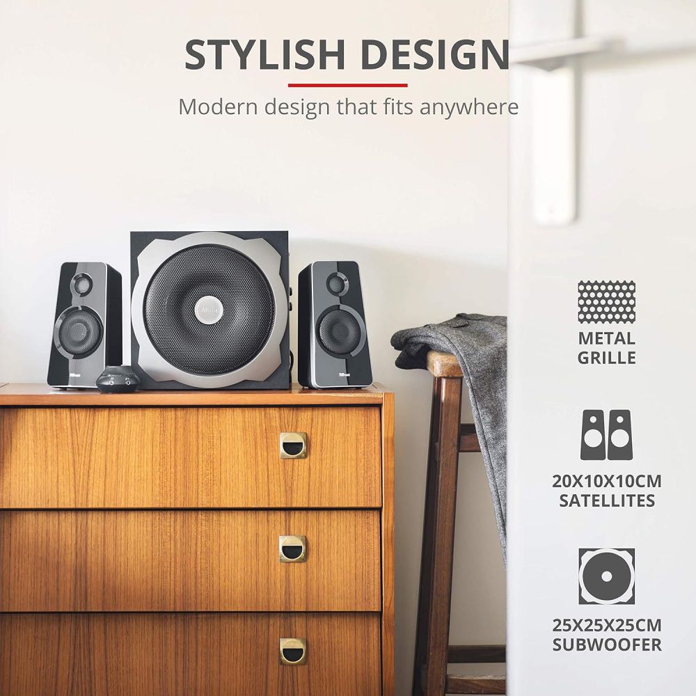 Trust Tytan 120W 2.1 Desktop Speaker System with Subwoofer – Black
