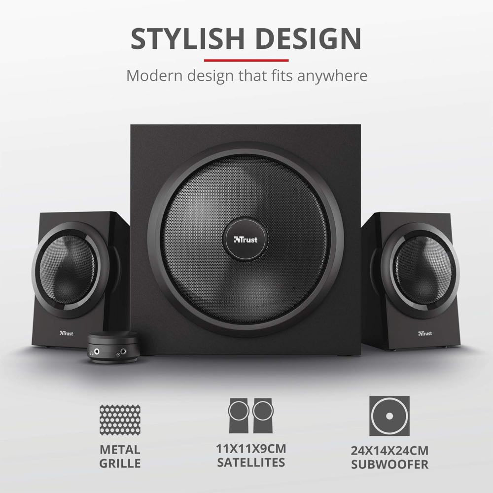 Trust Yuri 2.1 Desktop Speaker System with Subwoofer – Black