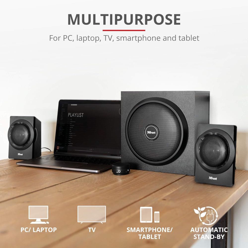 Trust Yuri 2.1 Desktop Speaker System with Subwoofer – Black