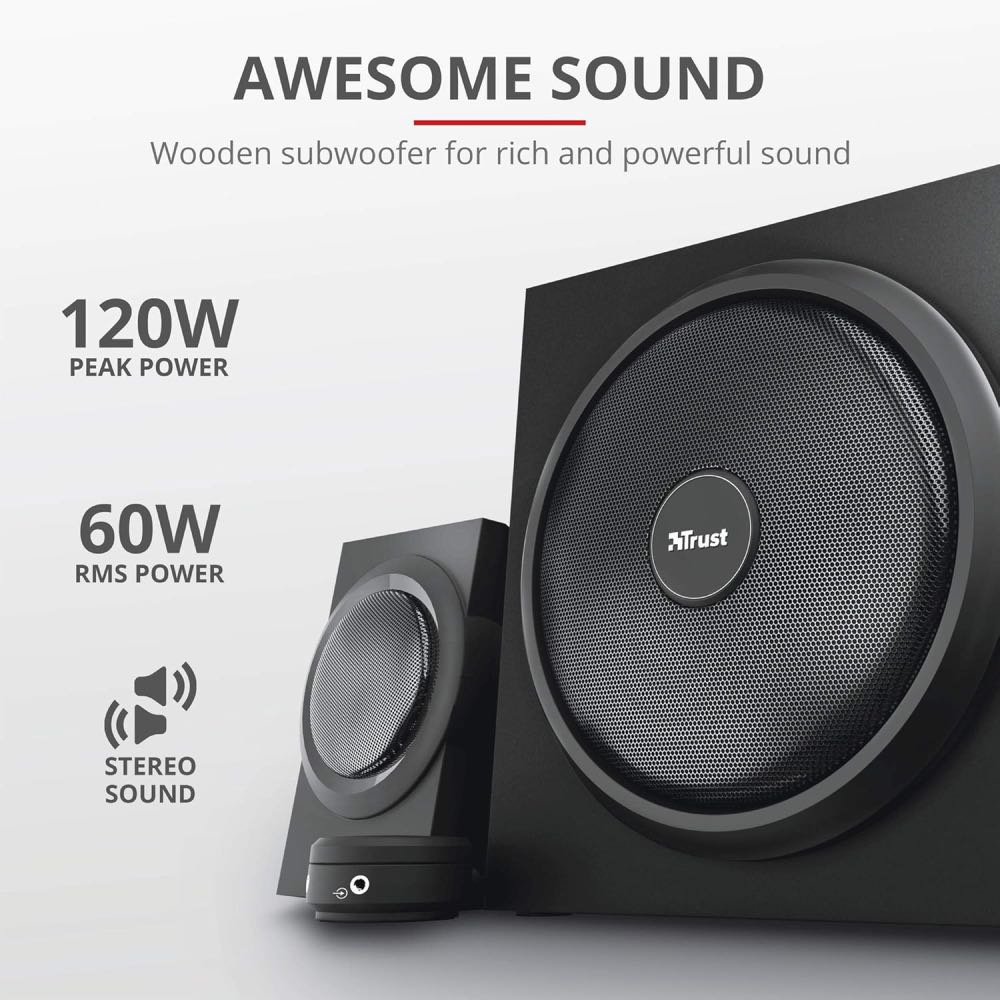 Trust Yuri 2.1 Desktop Speaker System with Subwoofer – Black