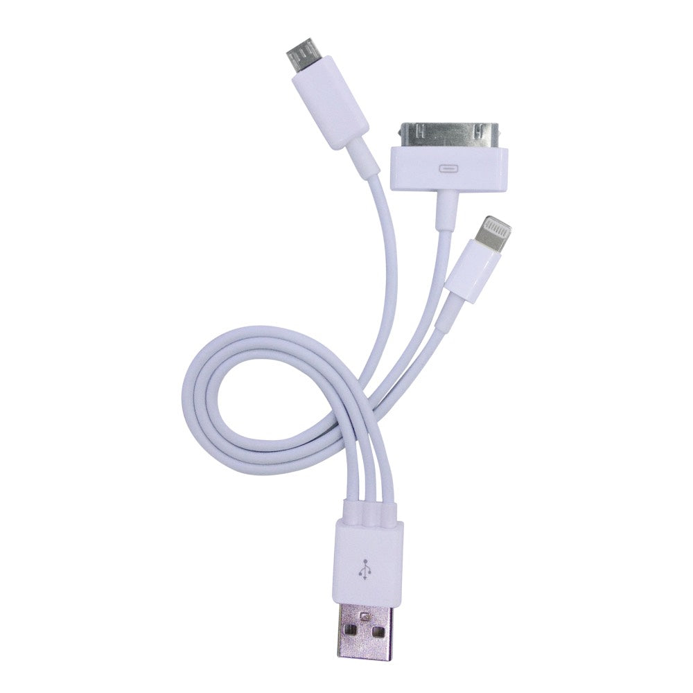 USB 2.0 Multi Transfer & Charging Cable with Lightning, 30-Pin & Micro USB Connectors