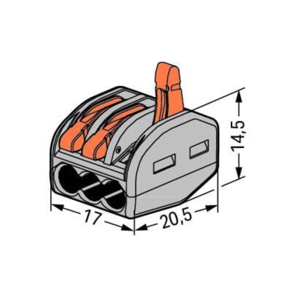 WAGO 222-413 3-Way Lever Wire Connector Grey – Multi Pack Options