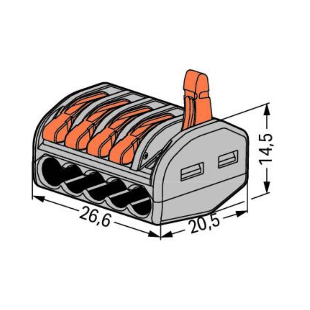 WAGO 222-415 5-Way Lever Wire Connector Grey – Multi Pack Options