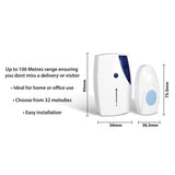 Wireless Battery Doorbell Kit – 100m Range with LED & Dual Receiver Option