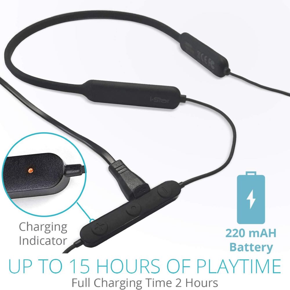 i-Star Bluetooth Neckband Noise Cancelling & Water-Resistant Earphones with Magnetic Buds