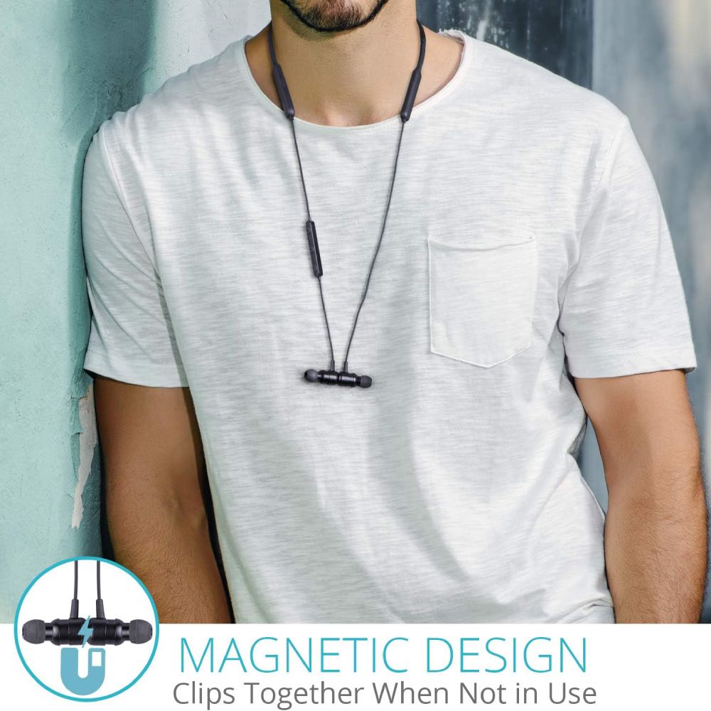 i-Star Bluetooth Neckband Noise Cancelling & Water-Resistant Earphones with Magnetic Buds
